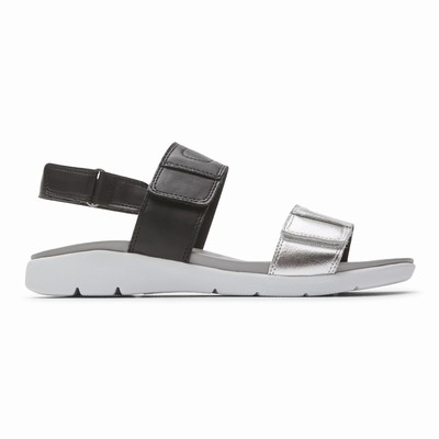 Sandálias Rockport Eileen 2-Band Mulher Pretas/Prateadas PT-84619